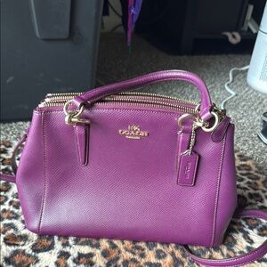 Coach Purple Leather Satchel with Gold Hardware